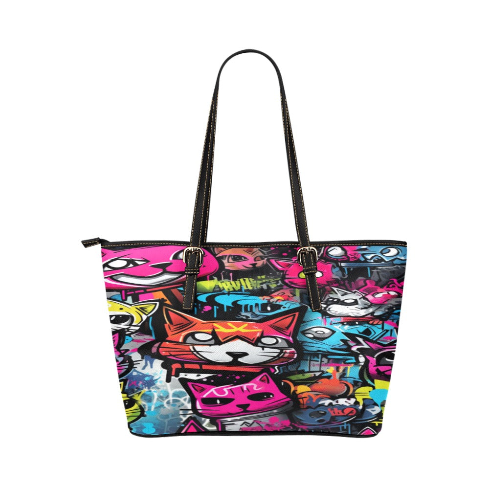 graffiti bag tote Leather Tote Bag/Large