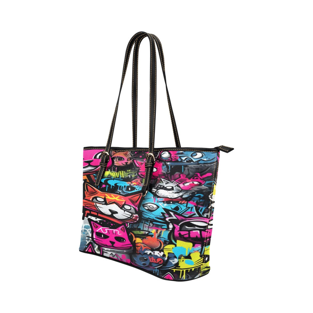 graffiti bag tote Leather Tote Bag/Large