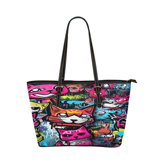 graffiti bag tote Leather Tote Bag/Large